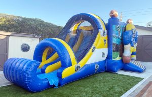 inflatable football combo jumper with extra-wide slide