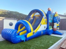 inflatable football combo jumper with extra-wide slide