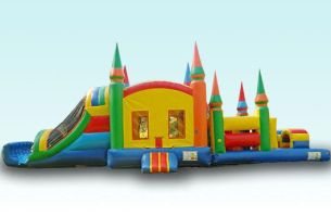 44 ft interactive rainbow jumper obstacle course